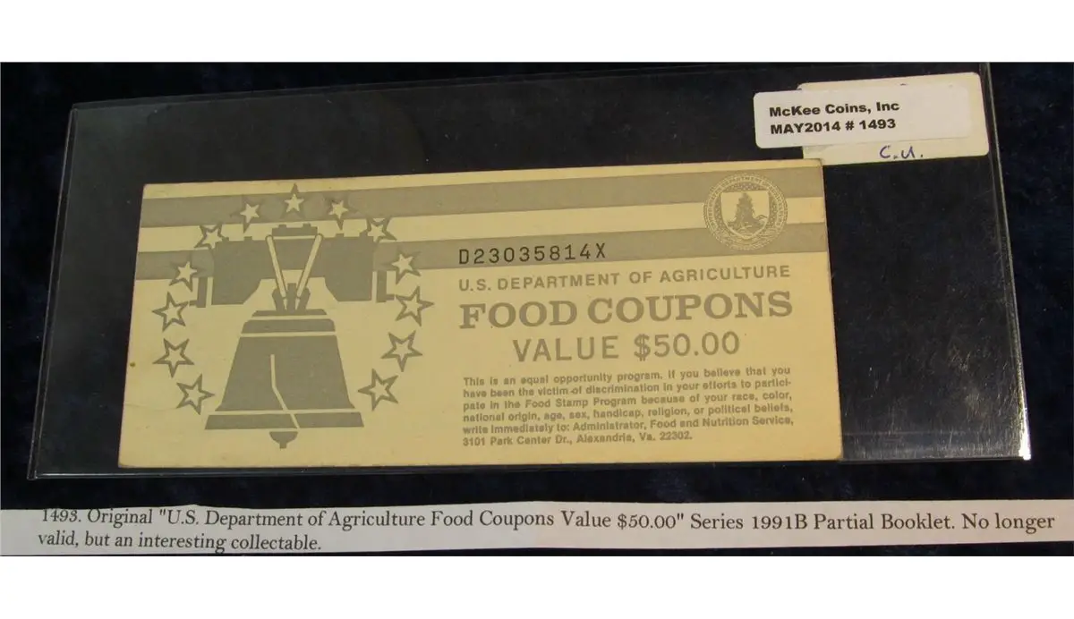 1493. Original " U.S. Department of Agriculture Food Stamp Coupons Value ...