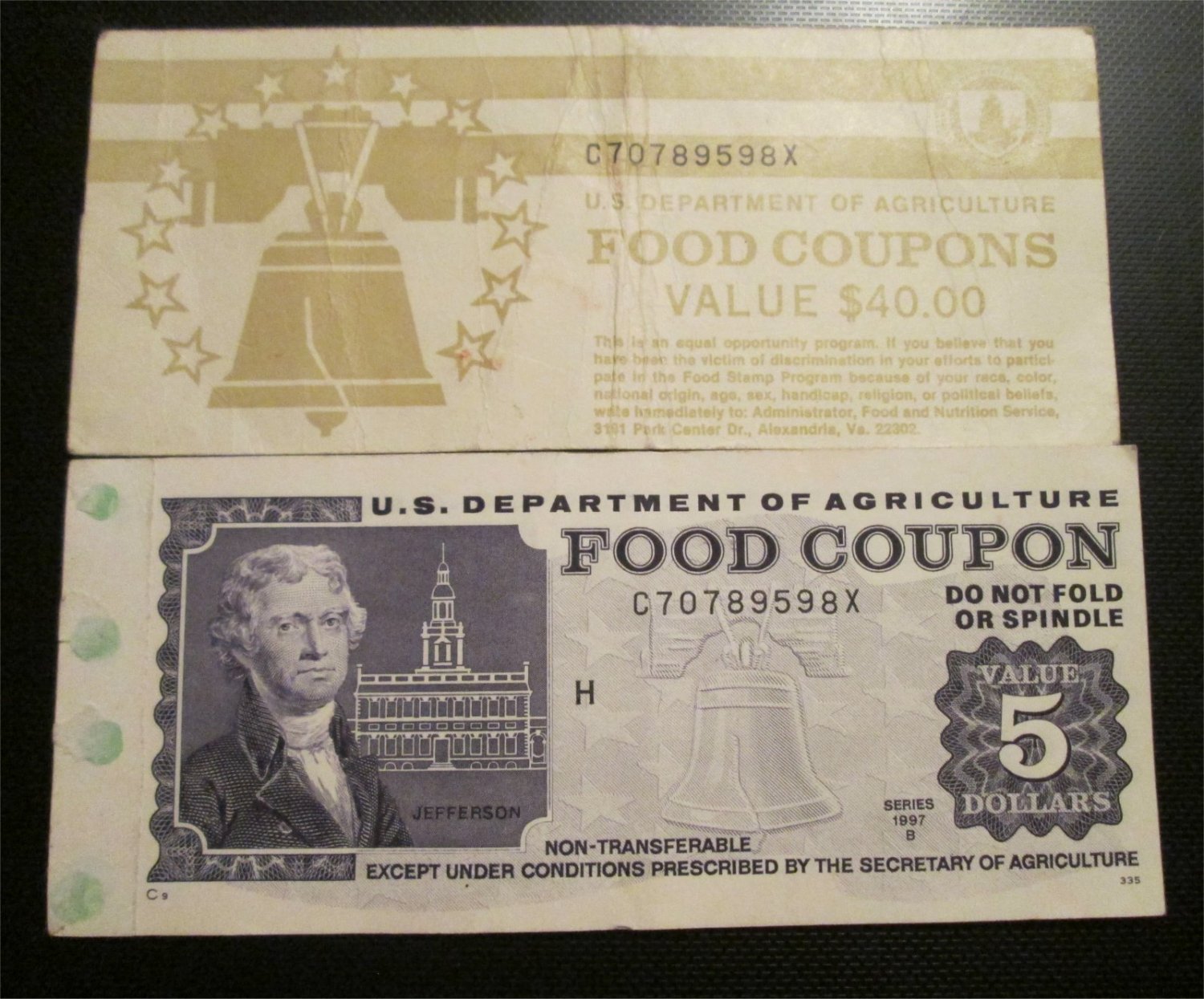 $30 USDA Incomplete Food Coupons Real Vintage Food Stamps ...