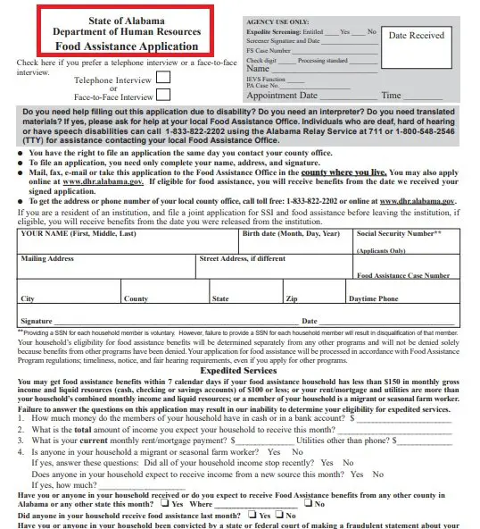 Alabama food stamps â¢ Application and requirements ...