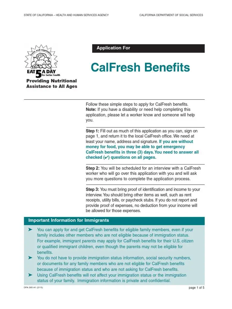 APPLICATION FOR CALFRESH BENEFITS (FOODSTAMPS) RIVERSIDE ...
