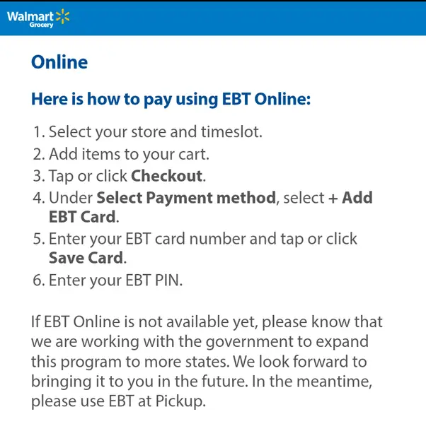 Can You Pay Online With Ebt At Walmart