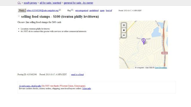 Craigslist makes turning food stamps into cash a SNAP ...