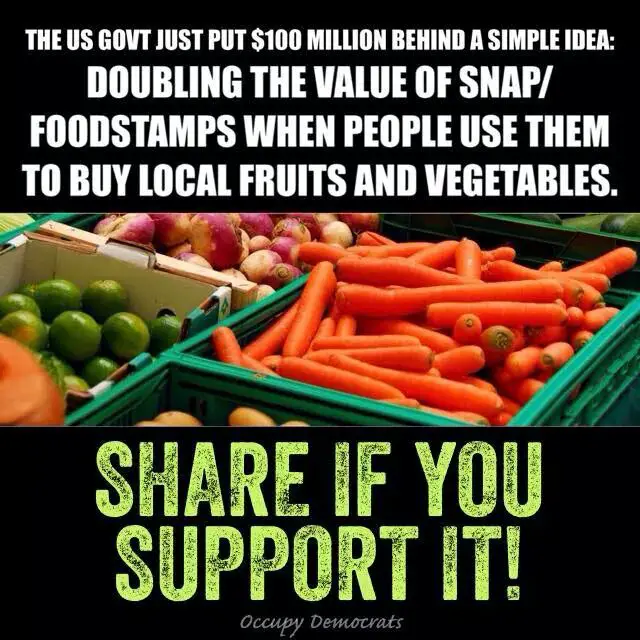 Double the value of food stamps when people buy fresh fruits and ...