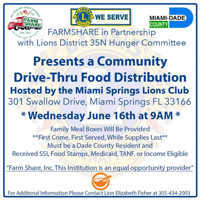 Drive Thru Food Distribution at Lions Club
