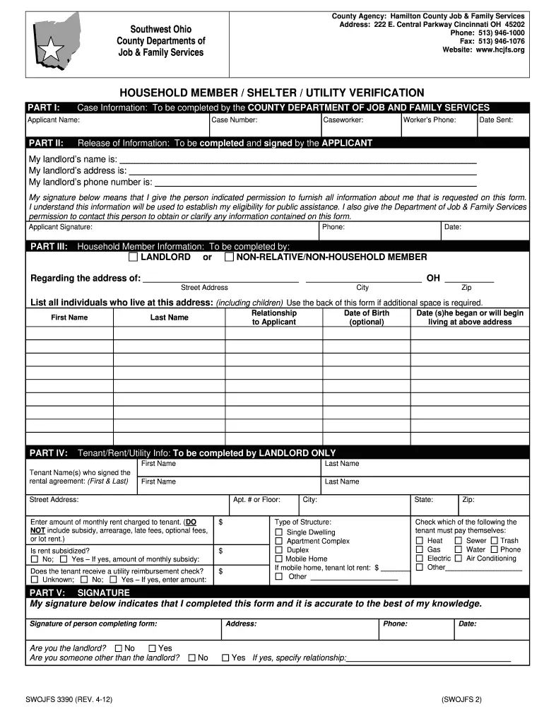 Employment Verification Form For Ohio Job And Family ...