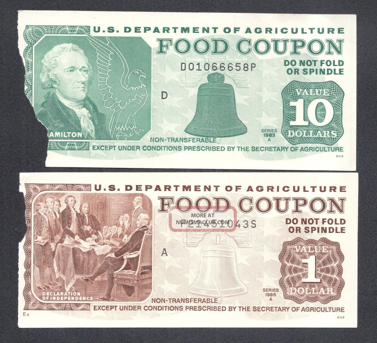 Food Stamp Coupons $10 1983 A $1. 00 1985 A Department Of ...