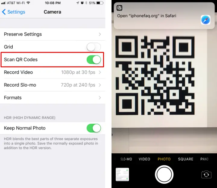 How can I scan QR codes on iPhone?