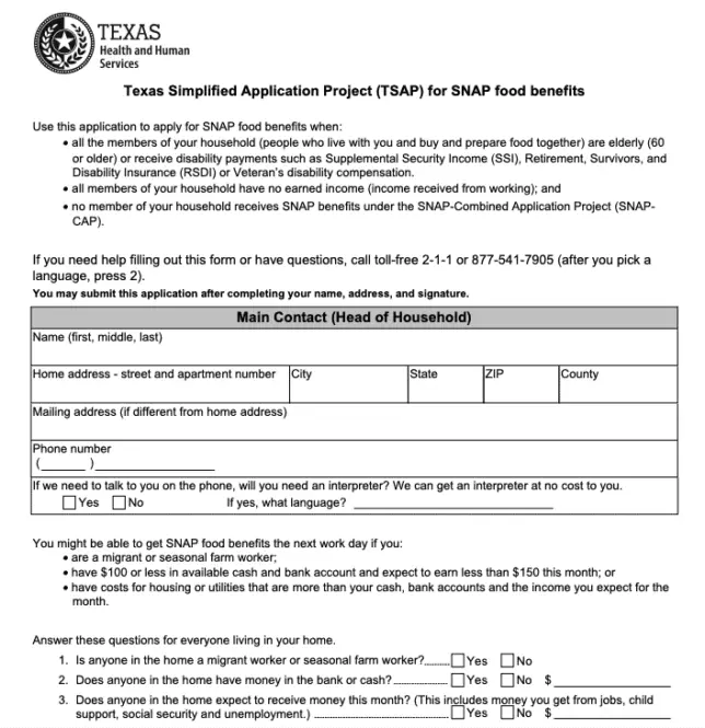 How The Simplified Texas Food Stamp Application For Seniors Works