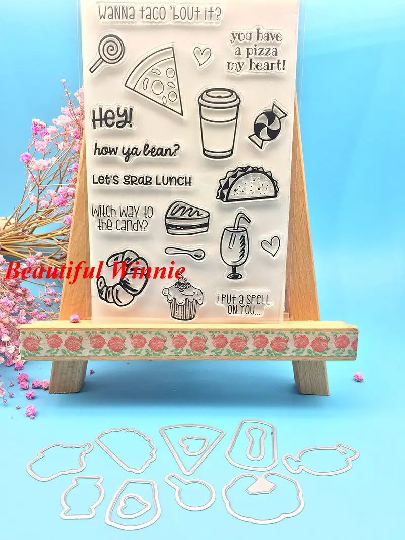 KC50 CLEAR STAMPS cutting dies Pizza Food Scrapbook Card album paper ...