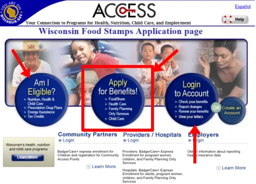 Online process for applying for food stamps in Wisconsin