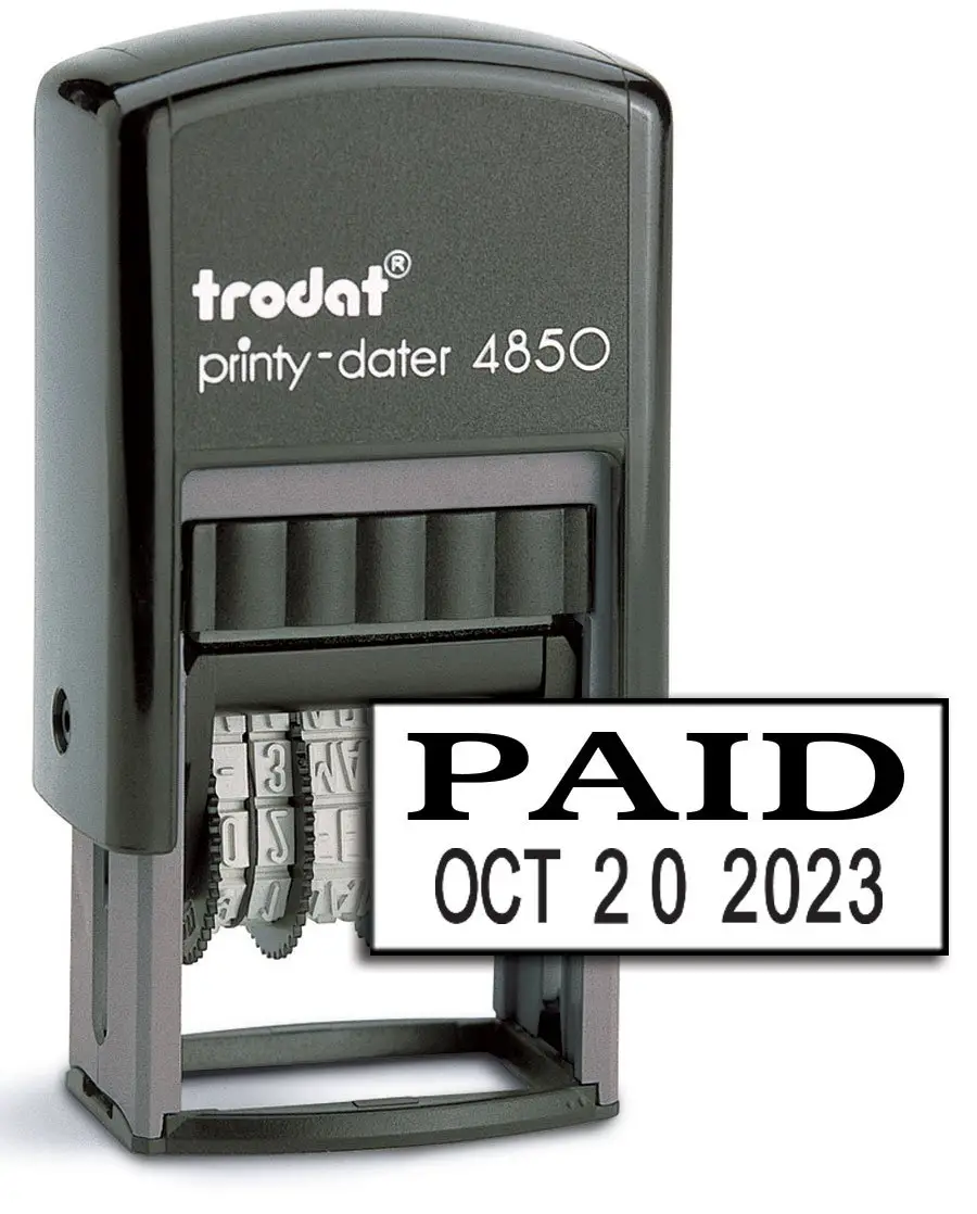 Trodat 4850 Date Stamp with PAID, Self Inking Stamp