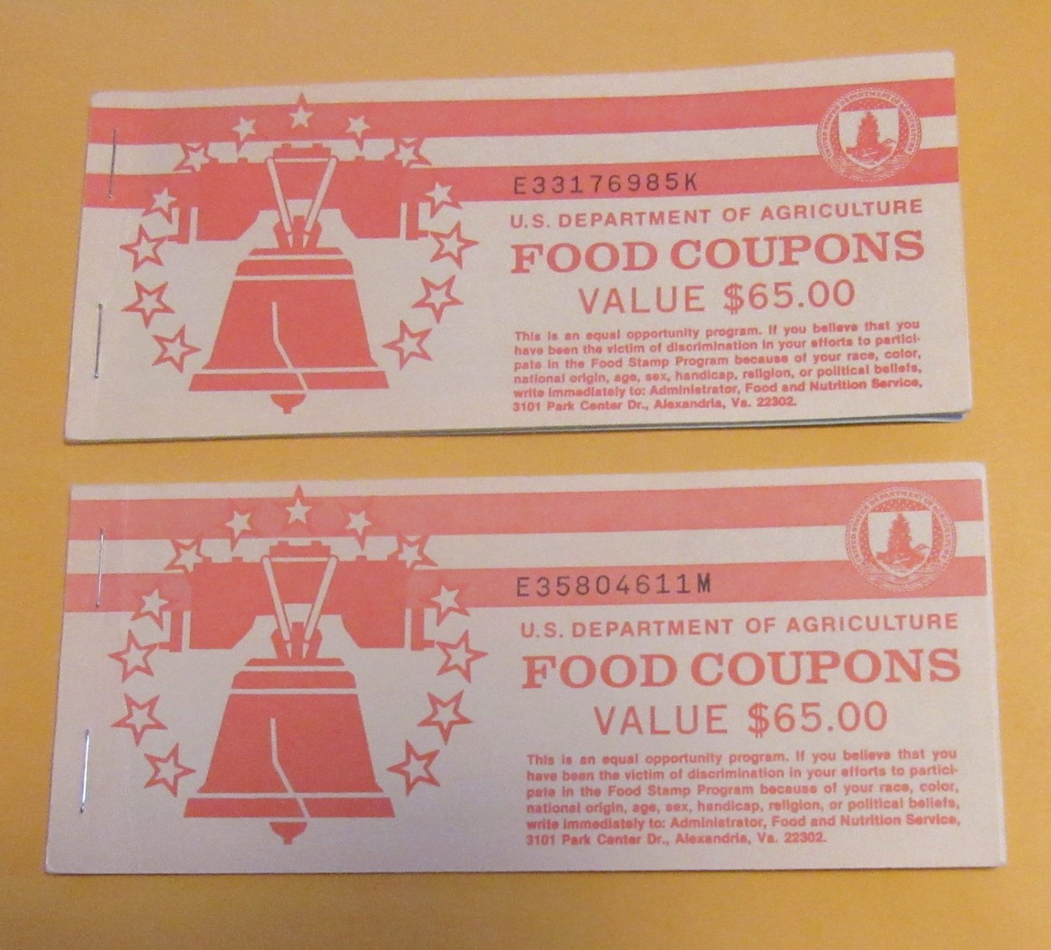 USDA Incomplete Food Coupons Real Vintage Food Stamps Series 1995 ...