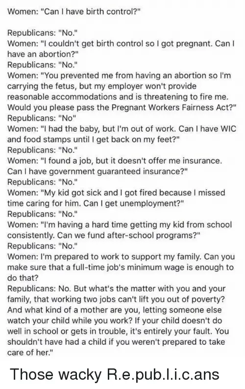 Women Can I Have Birth Control? Republicans No Women I ...